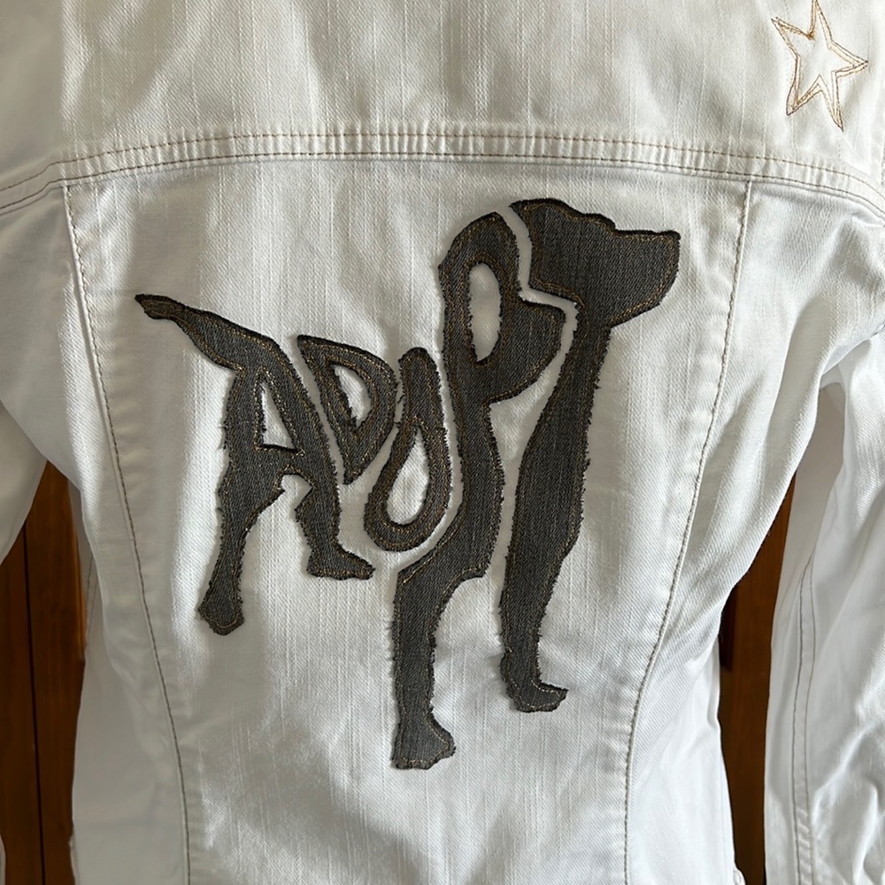 Customized ADOPT Eddie Bauer White Denim Jacket